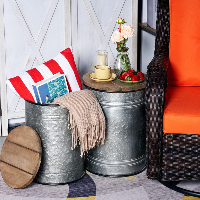 Williston Solid Wood Drum End Tables with Storage Wayfair